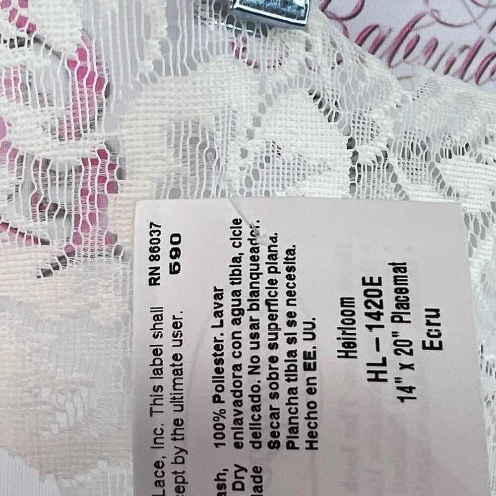 Heritage Lace table cloth placemat white Cream Floral Overlay brand new tags